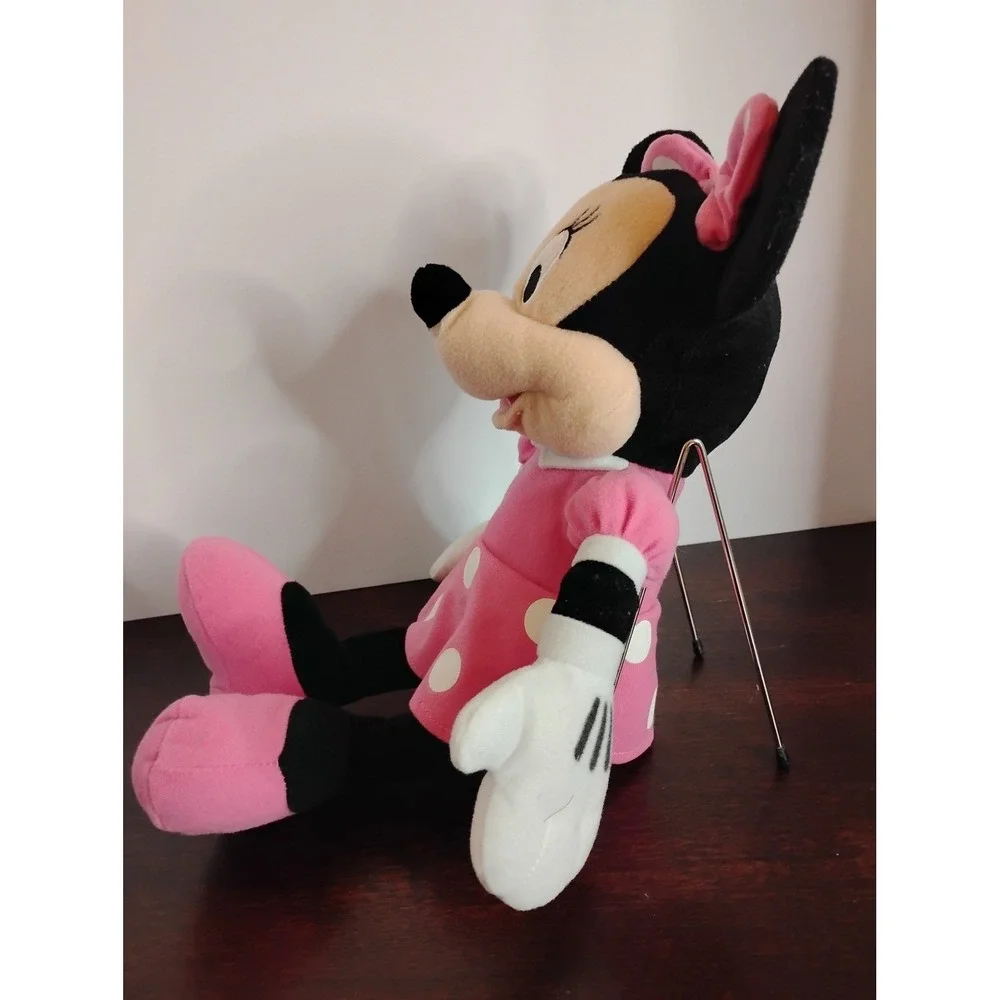 Disney Minnie Mouse Plush Pink Polka Dot Dress Stuffed Animal Toy 16 inch